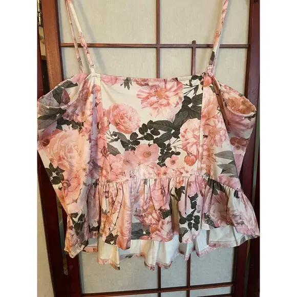 Express XL Pink Floral Cami Tank White Black Bold Flower Sleeveless Top - Picture 6 of 9